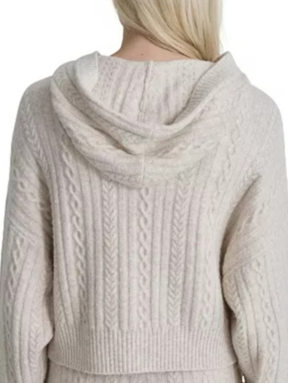 DKNY Sport Oversized Hoodie Chunky Sweater Cable Knit Cozy  MEDIUM - Picture 2 of 13